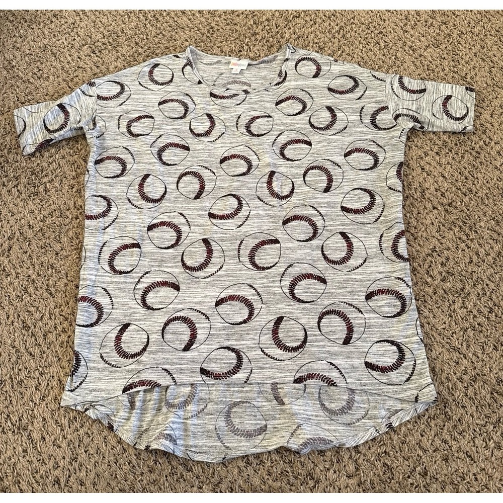 LuLaRoe Women's Gray Baseball Irma Tunic Shirt Size Medium